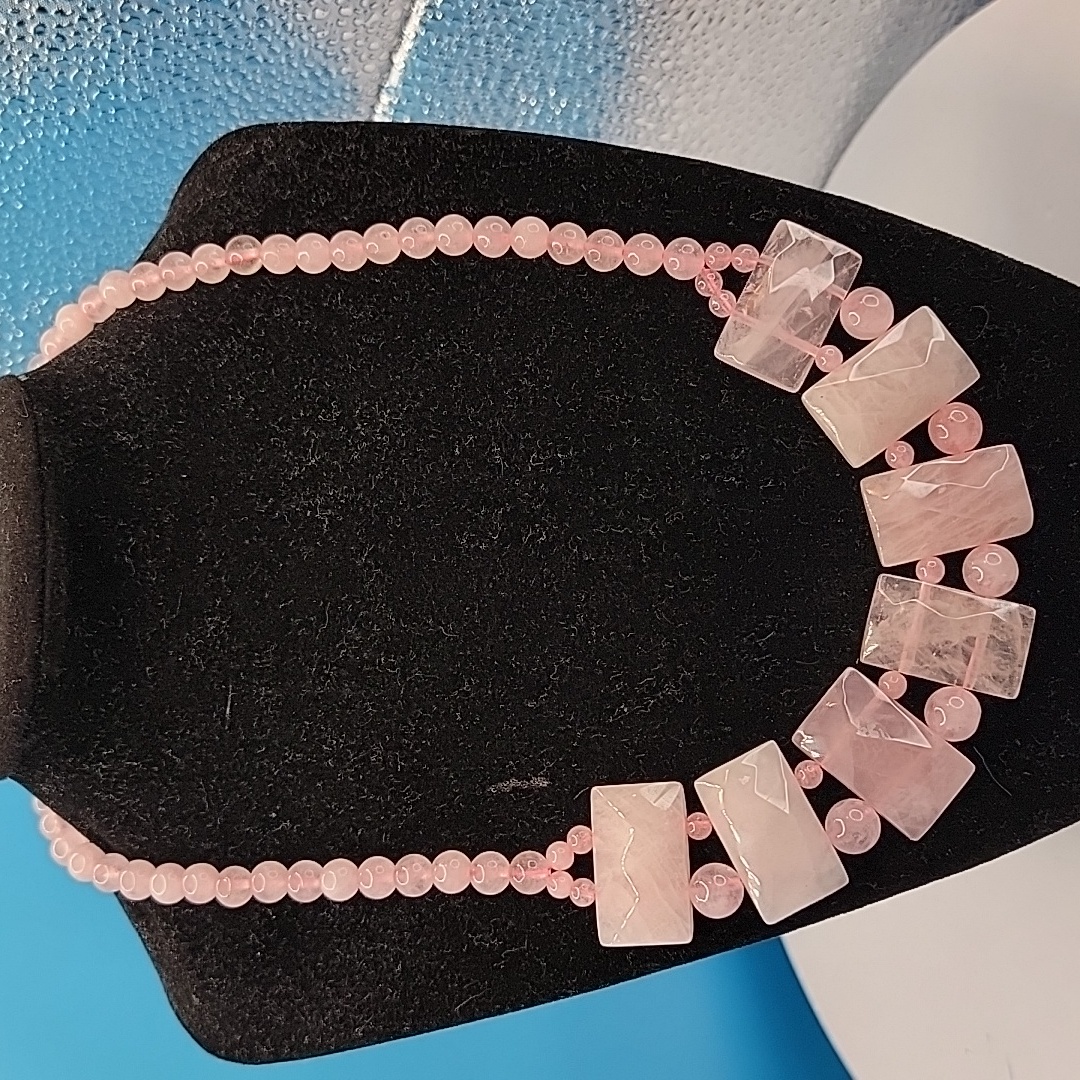 Rose Quartz 18-20in Necklace In Stainless Steel